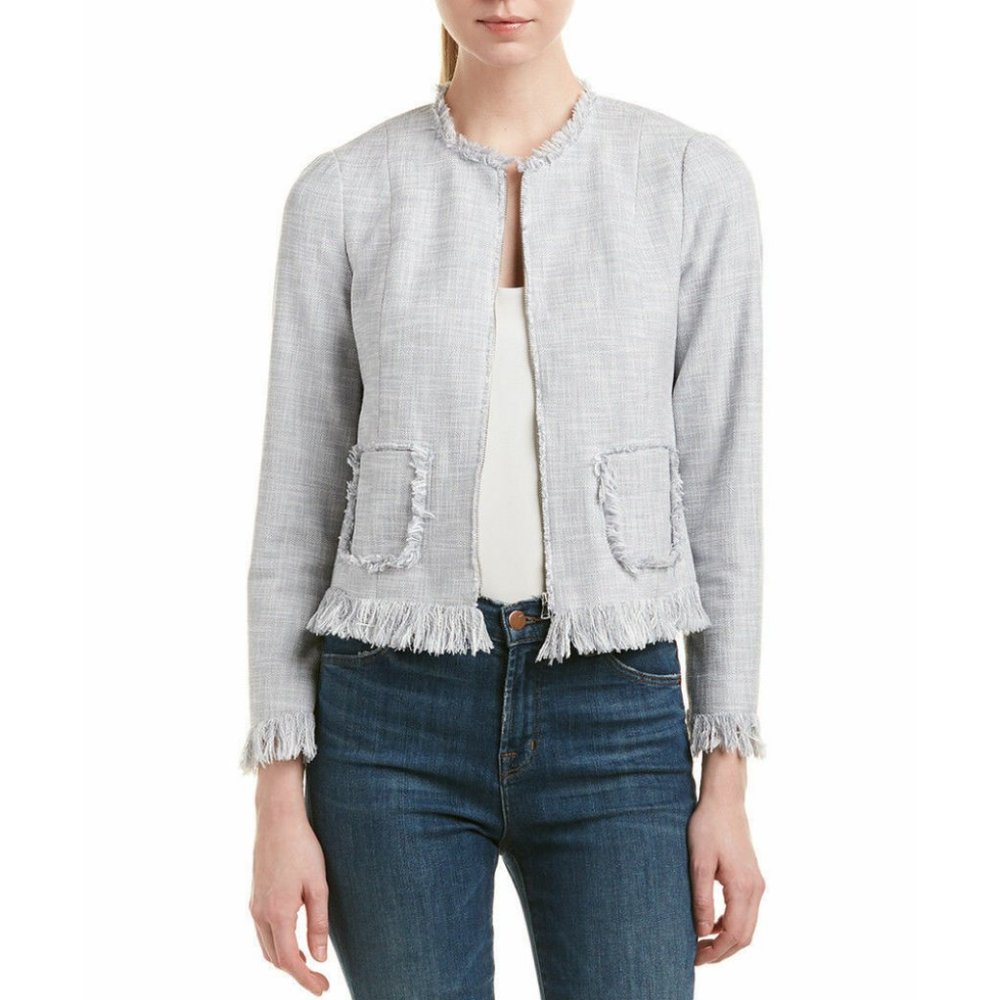 Rebecca Taylor Slub Suiting Fringe Hem Jacket - New with tags!